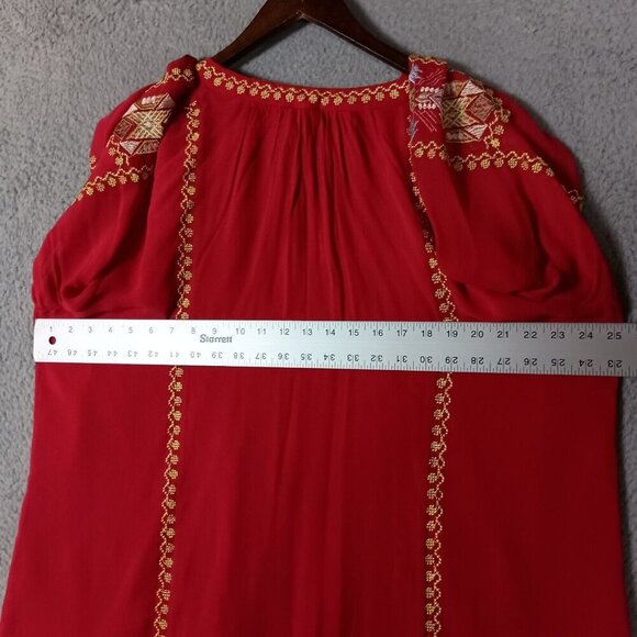 Tolani Lauren Tunic Women 3XL Red Aztec Embroidered Long Sleeve Blouse  Boho NWT - Picture 14 of 16